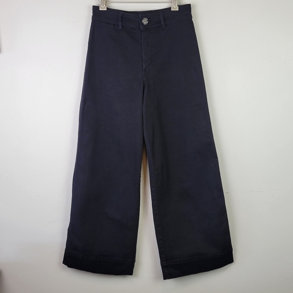 H&m Wide Leg Crop Pant High Waist Black - Picture 11 of 11